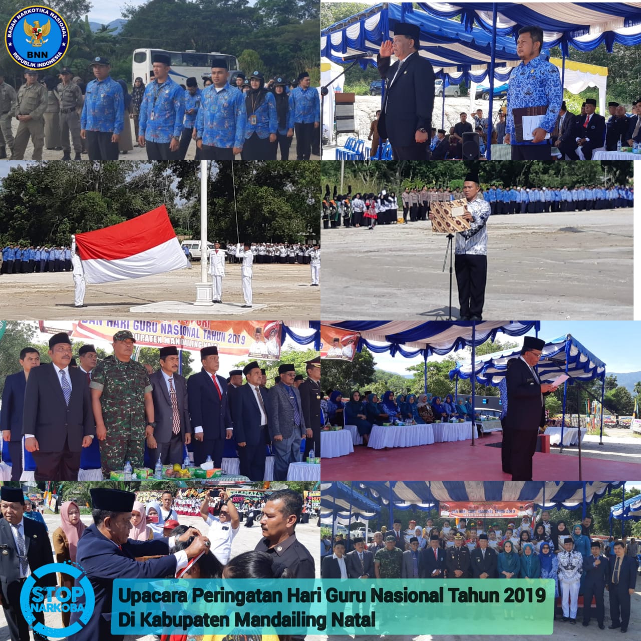 BNNK Mandailing Natal mengikuti Upacara Peringatan Hari Guru Nasional Tahun 2019 di Lapangan Pasir Putih Kabupaten Mandailing Natal